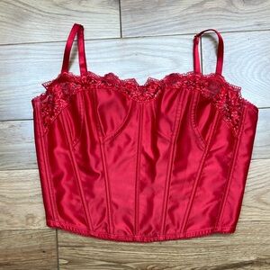 Savage x Fenty Red Lace and Satin Bustier size medium